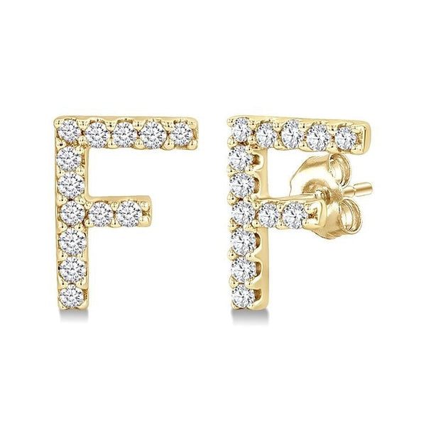 Block 'F' Initial Diamond Earrings