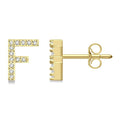 Block 'F' Initial Diamond Earrings