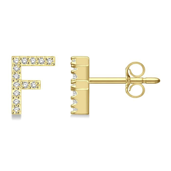Block 'F' Initial Diamond Earrings