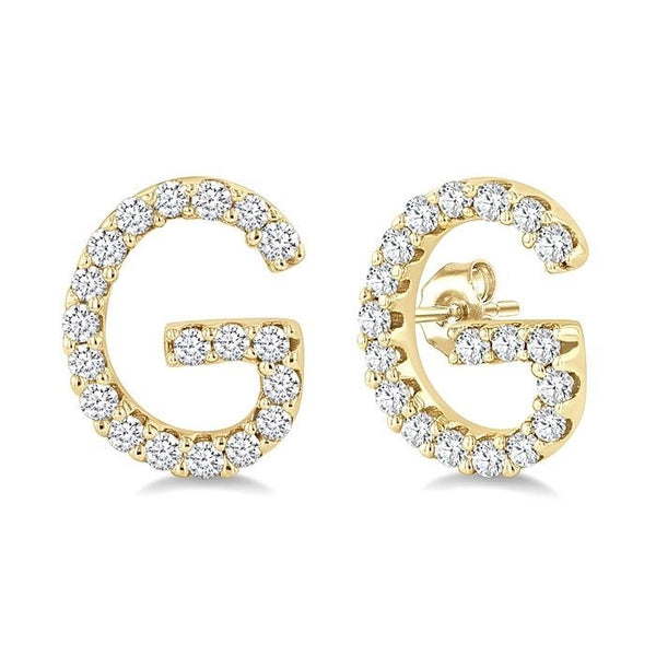 Block 'G' Initial Diamond Earrings