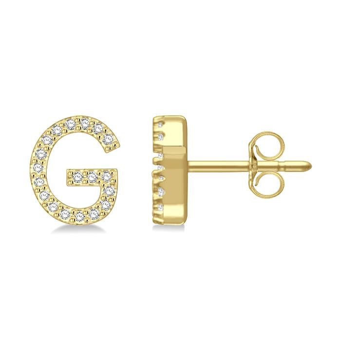 Block 'G' Initial Diamond Earrings
