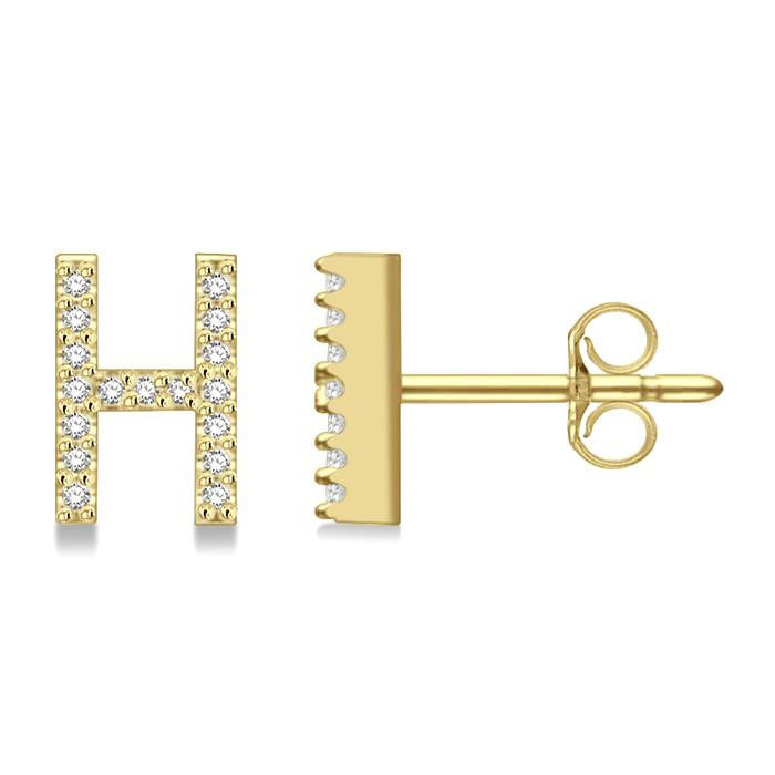 Block 'H' Initial Diamond Earrings
