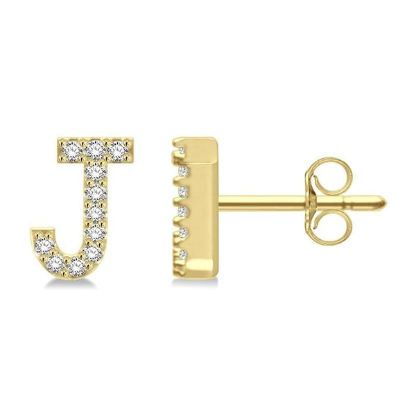 Block 'J' Initial Diamond Earrings