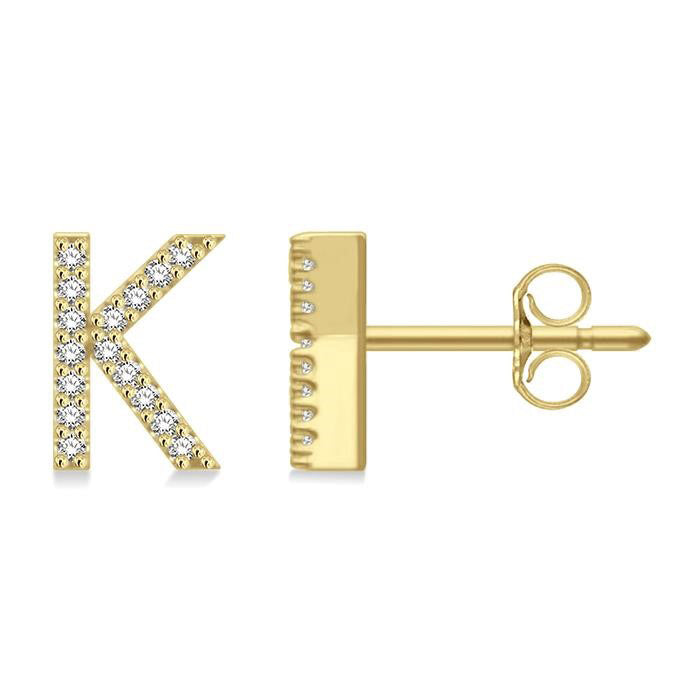 Block 'K' Initial Diamond Earrings