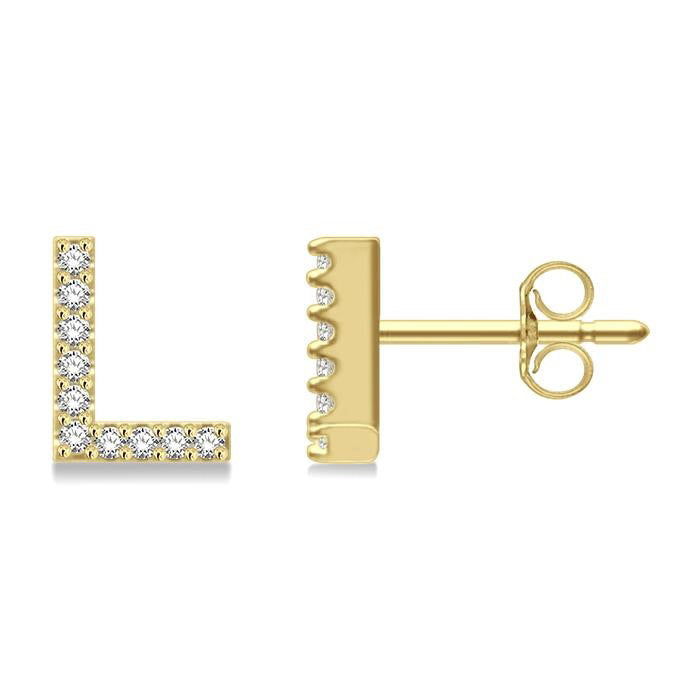 Block 'L' Initial Diamond Earrings