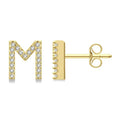 Block 'M' Initial Diamond Earrings