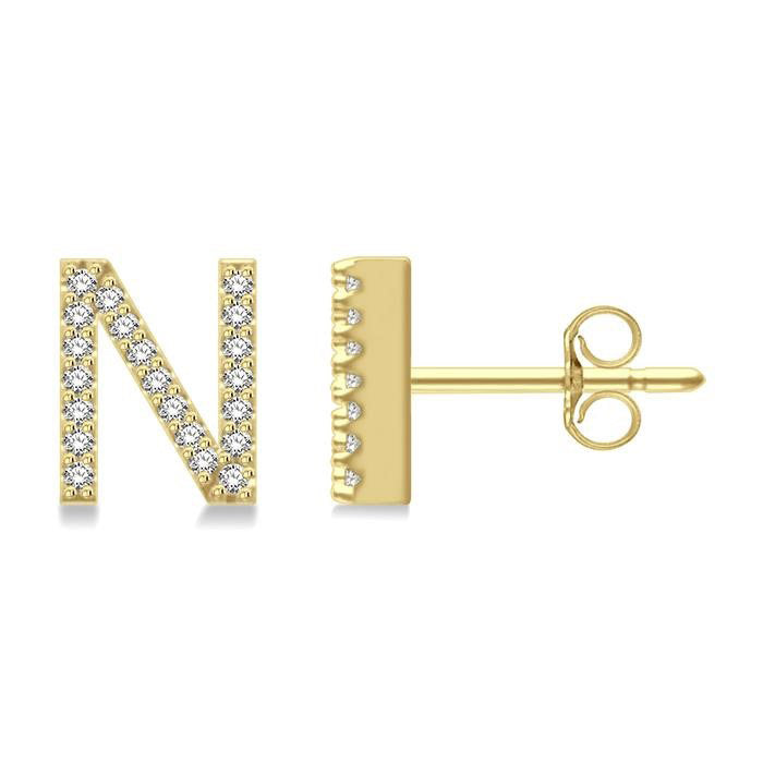 Block 'N' Initial Diamond Earrings