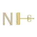 Block 'N' Initial Diamond Earrings