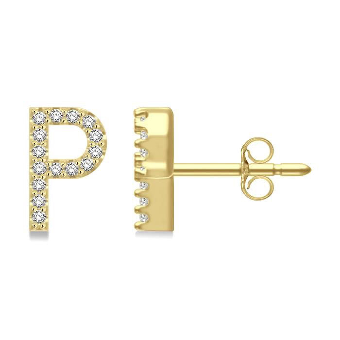 Block 'P' Initial Diamond Earrings