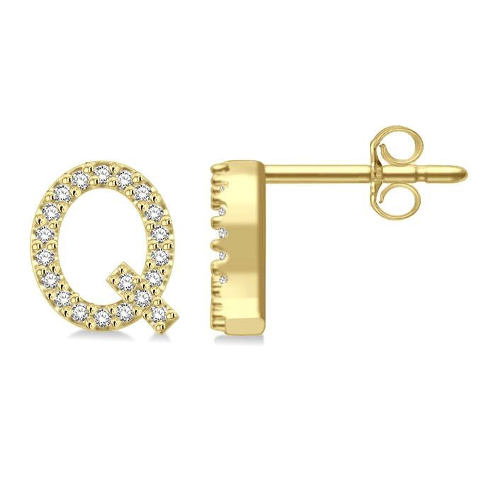 Block 'Q' Initial Diamond Earrings