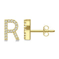 Block 'R' Initial Diamond Earrings