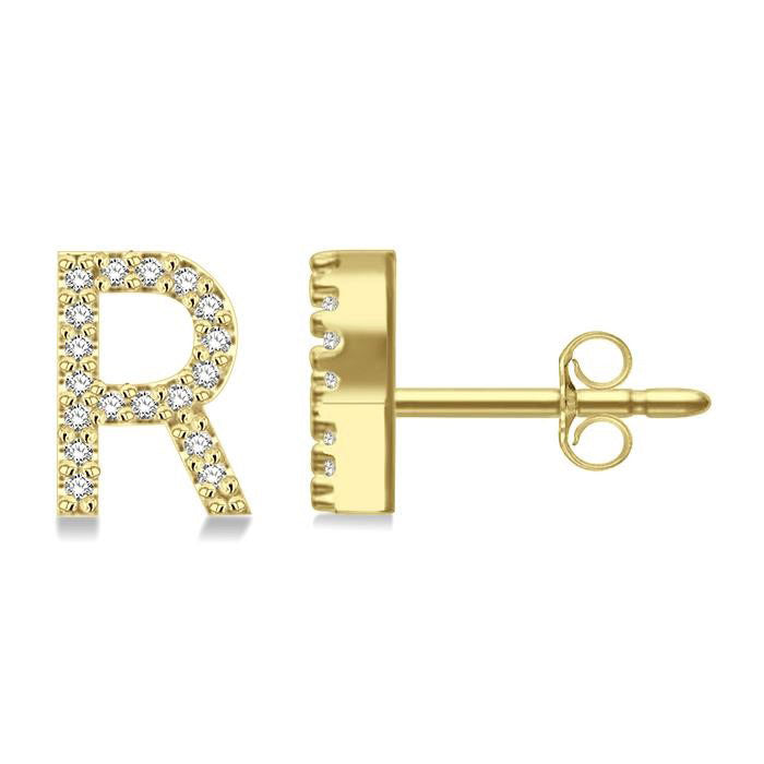 Block 'R' Initial Diamond Earrings