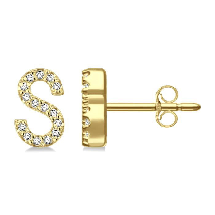 Block 'S' Initial Diamond Earrings