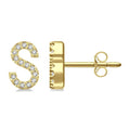 Block 'S' Initial Diamond Earrings