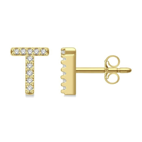 Block 'T' Initial Diamond Earrings
