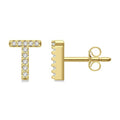 Block 'T' Initial Diamond Earrings