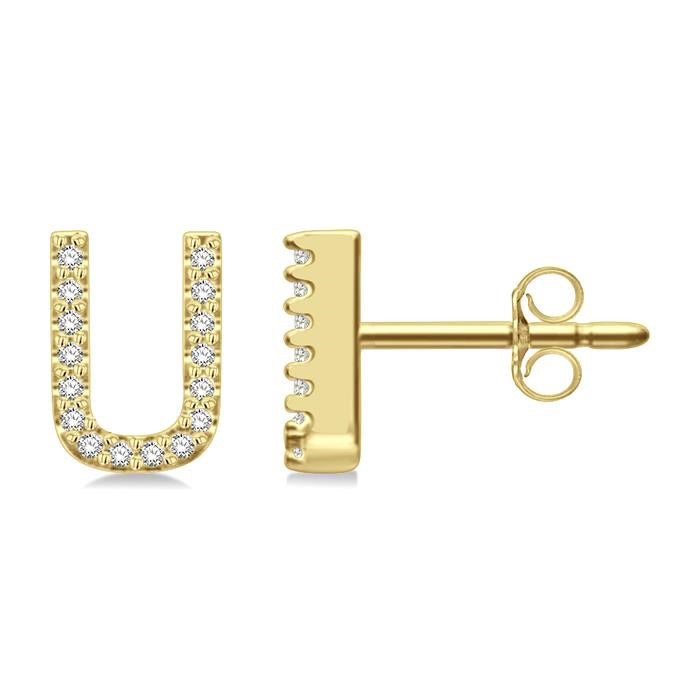 Block 'U' Initial Diamond Earrings