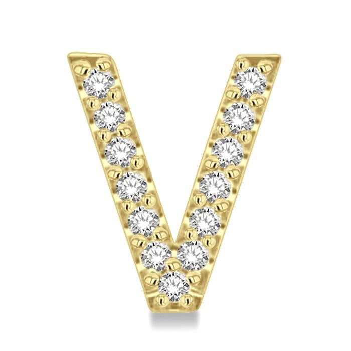 Block 'V' Initial Diamond Earrings