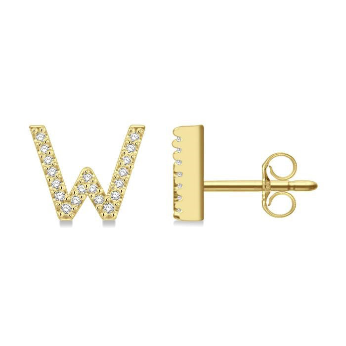 Block 'W' Initial Diamond Earrings