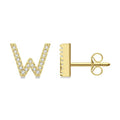 Block 'W' Initial Diamond Earrings