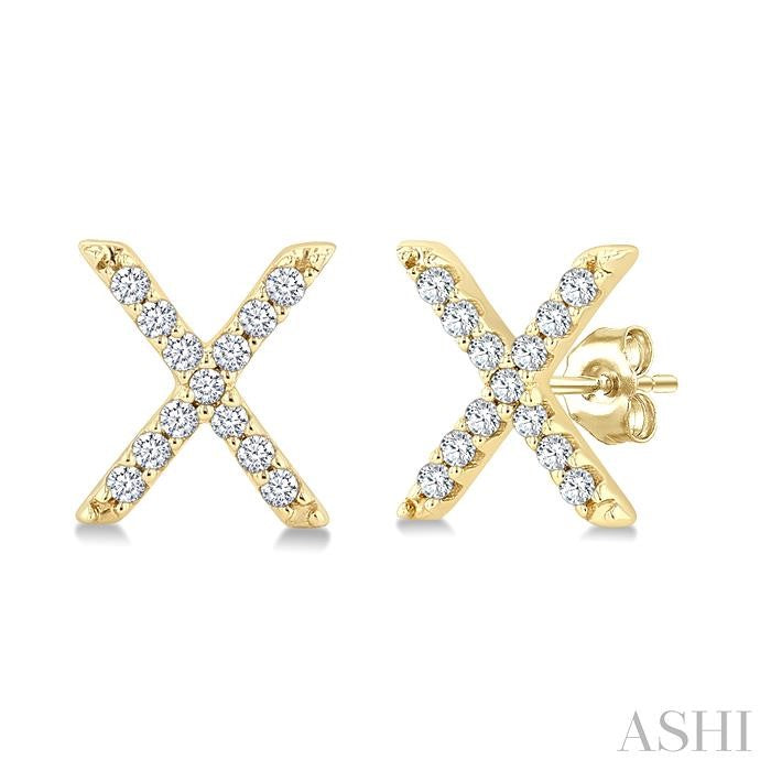 Block 'X' Initial Diamond Earrings