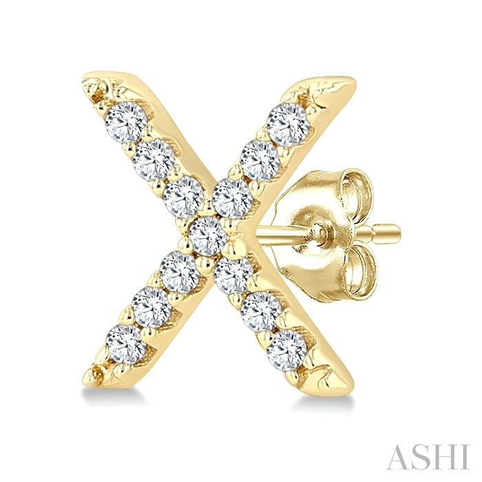 Block 'X' Initial Diamond Earrings