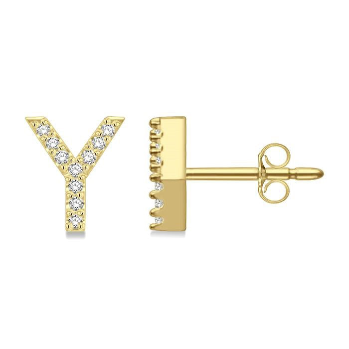 Block 'Y' Initial Diamond Earrings