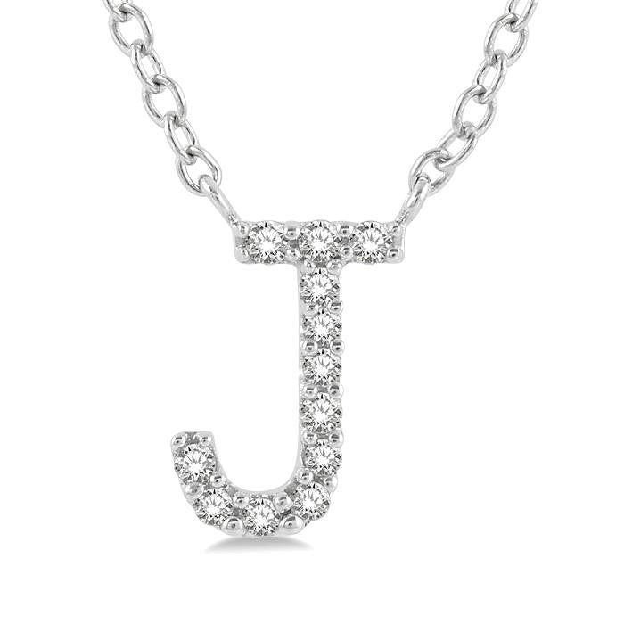 Victoire Riviera Block 'J' Initial Diamond Pendant