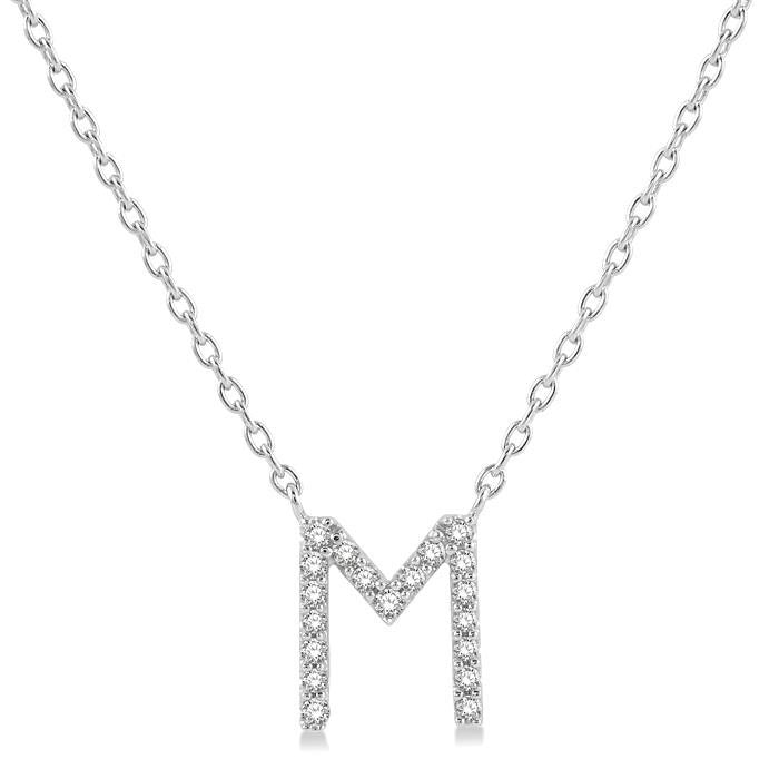 Zinnia Fable Block 'M' Initial Diamond Pendant