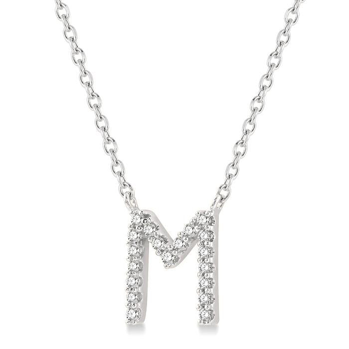 Zinnia Fable Block 'M' Initial Diamond Pendant