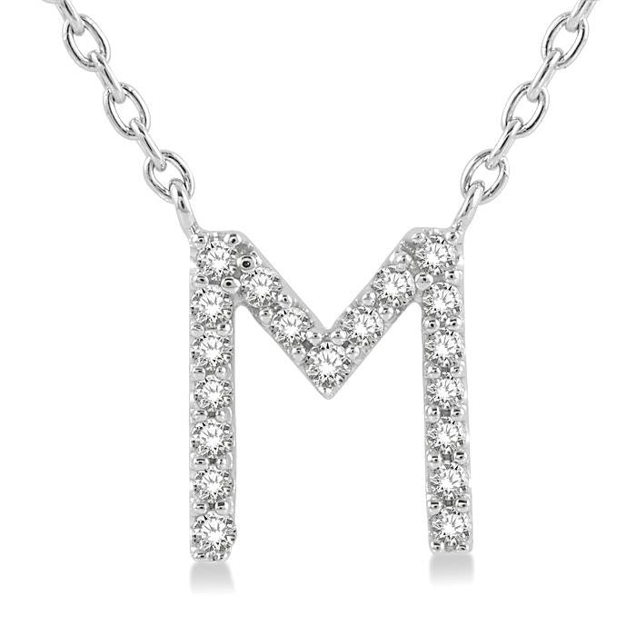 Zinnia Fable Block 'M' Initial Diamond Pendant