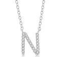 1/20 Ctw Initial 'N' Round Cut Diamond Pendant With Chain in 14K White Gold