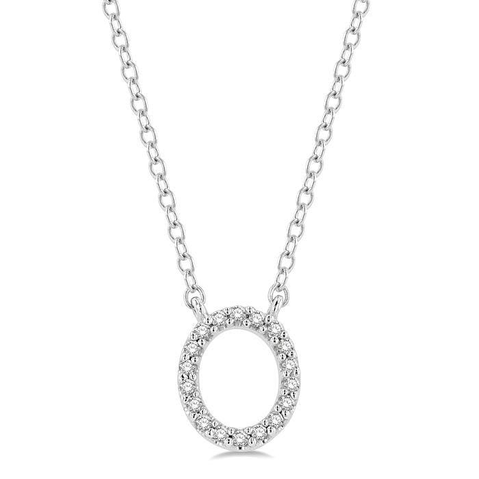 Minerva Yarrow Block 'O' Initial Diamond Pendant