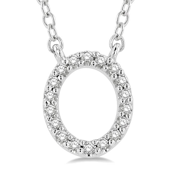 Minerva Yarrow Block 'O' Initial Diamond Pendant