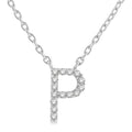 1/20 Ctw Initial 'P' Round Cut Diamond Pendant With Chain in 14K White Gold