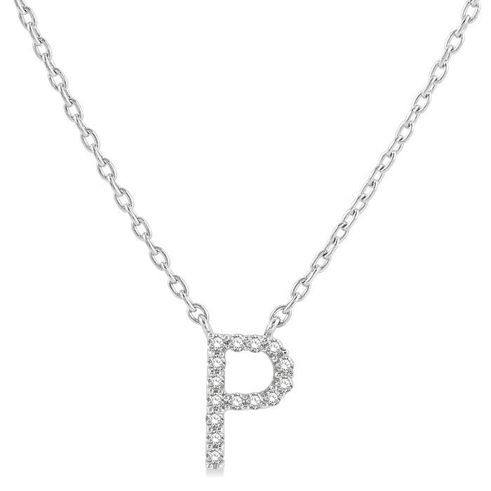 Frost Jasper Block 'P' Initial Diamond Pendant