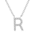 1/20 Ctw Initial 'R' Round Cut Diamond Pendant With Chain in 14K White Gold