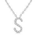 1/20 Ctw Initial 'S' Round Cut Diamond Pendant With Chain in 14K White Gold