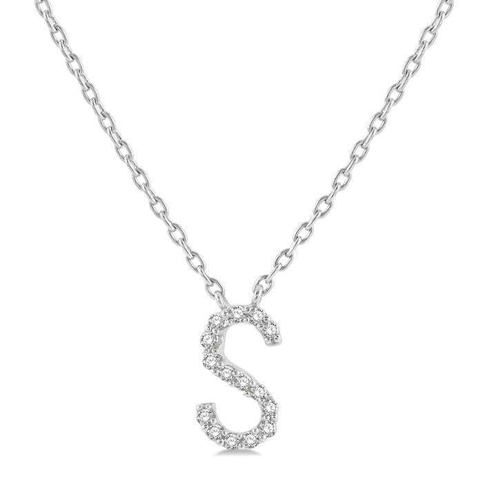 Aurora Noblesse Block 'S' Initial Diamond Pendant