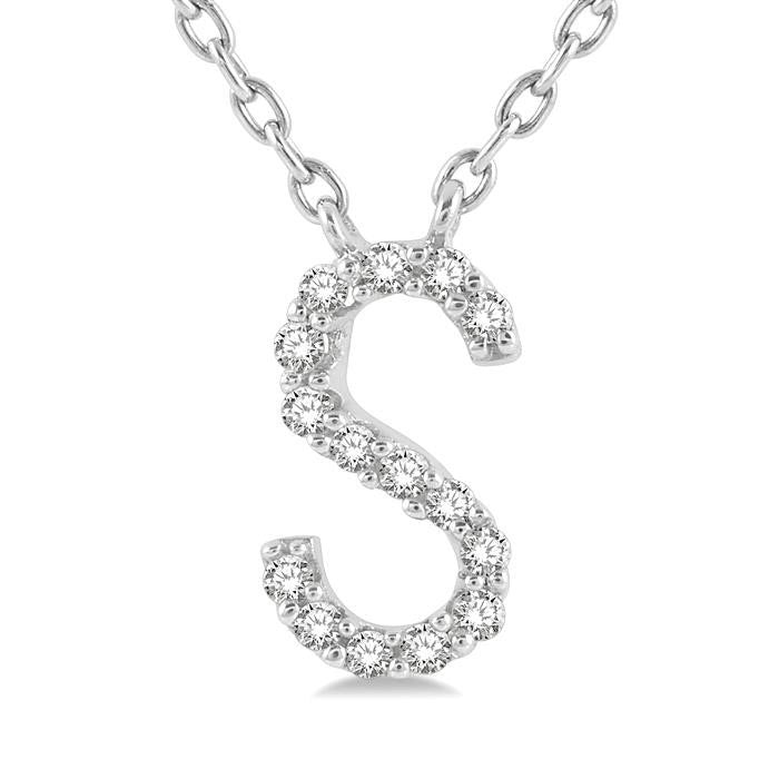 Aurora Noblesse Block 'S' Initial Diamond Pendant