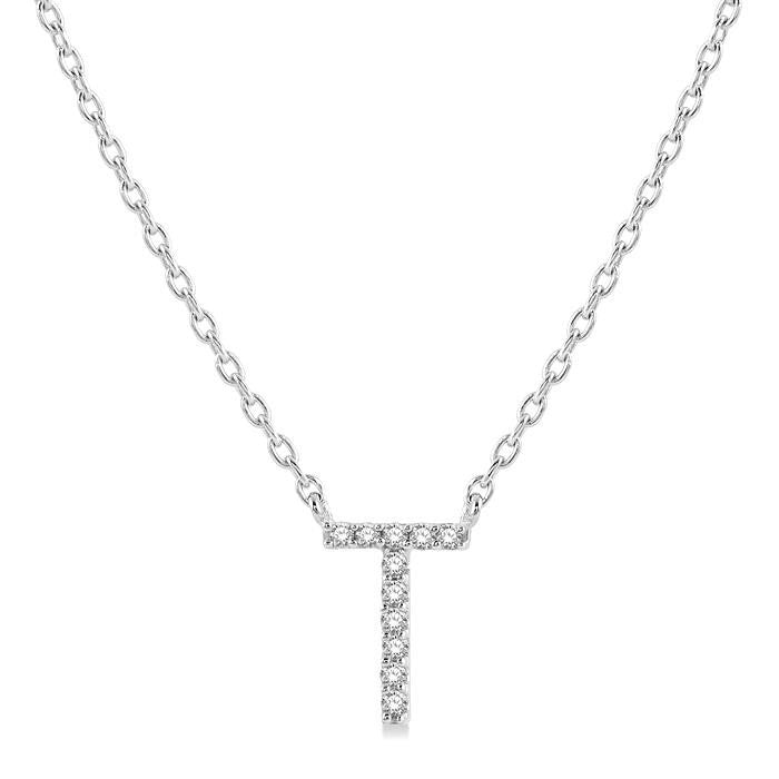 Clover Thalia Block 'T' Initial Diamond Pendant