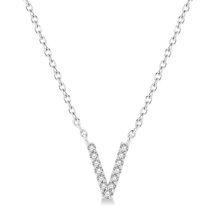 Minerva Couture Block 'V' Initial Diamond Pendant