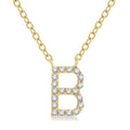 1/20 Ctw Initial 'B' Round Cut Diamond Pendant With Chain in 14K Yellow Gold
