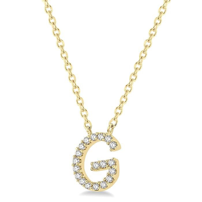 Velour Dione Block 'G' Initial Diamond Pendant