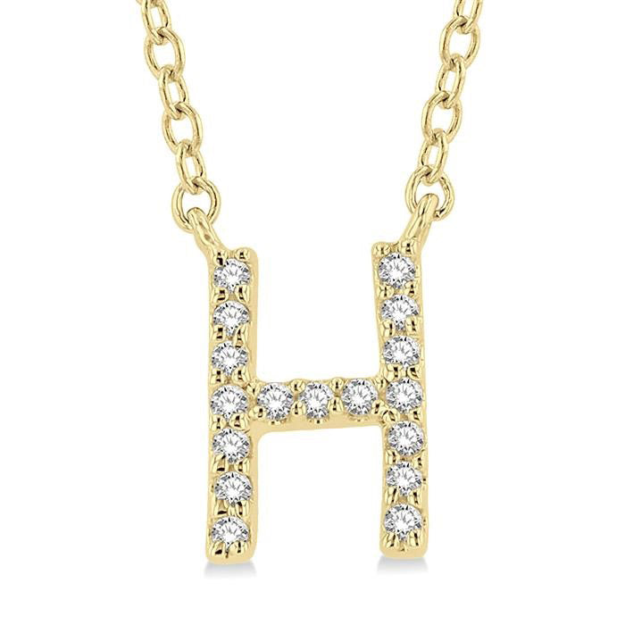 Echo Bramble Block 'H' Initial Diamond Pendant