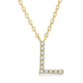 1/20 Ctw Initial 'L' Round Cut Diamond Pendant With Chain in 14K Yellow Gold