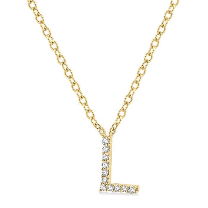 Clover Ulyssa Block 'L' Initial Diamond Pendant