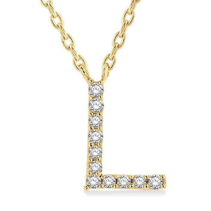 Clover Ulyssa Block 'L' Initial Diamond Pendant