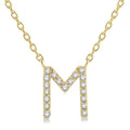 1/20 Ctw Initial 'M' Round Cut Diamond Pendant With Chain in 14K Yellow Gold