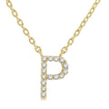 1/20 Ctw Initial 'P' Round Cut Diamond Pendant With Chain in 14K Yellow Gold